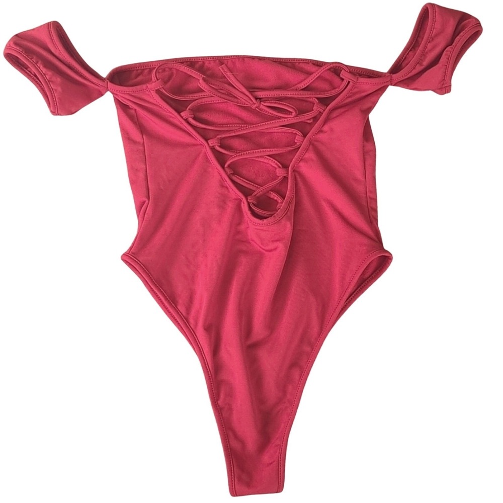 Red Off The Should Bodysuit - NWOT‎